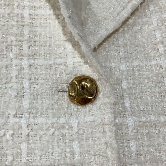 Zara Cream Notched Lapel Collar Single Breasted Tweed Textured Blazer Size XS - Picture 6 of 9